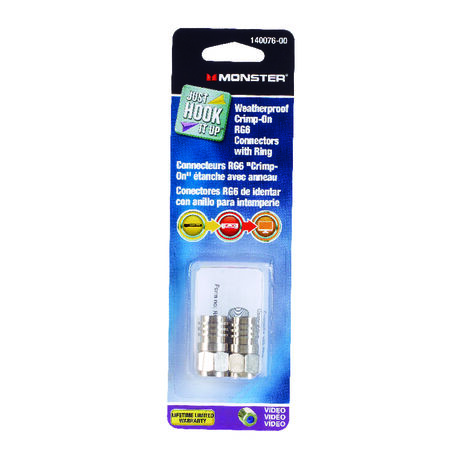 Monster Just Hook It Up Crimp-On RG6/U Coaxial Connector 2 pc