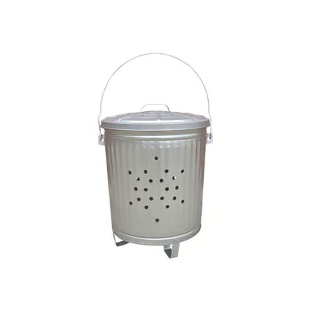 Behrens 7.5 gal Silver Galvanized Steel Trash Burner Can Lid Included Animal Proof/Animal Resistant