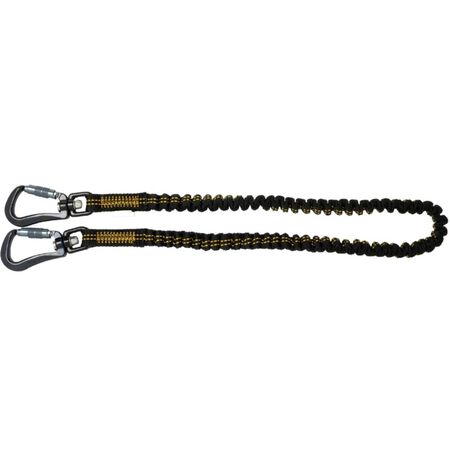 DeWalt Aluminum/Polyester Dual Carabiner Lanyard 41 in. L 15 lb. cap. Black/Yellow 1 Pack