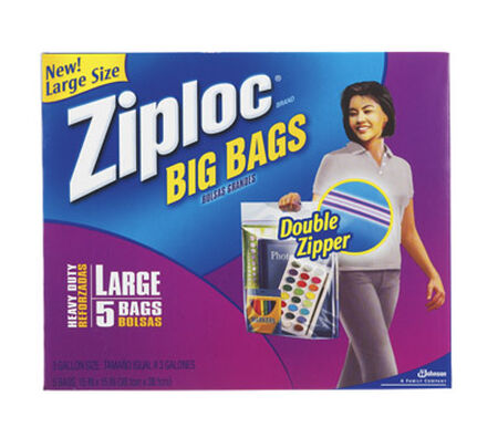 Ziploc Big Bags Storage Bag 3 gal. Clear 15 in. D