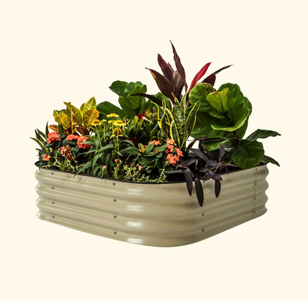 11" Tall 4 In 1 Modular Metal Raised Garden Bed Kit Pearl White