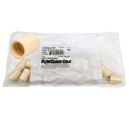 Charlotte Pipe FlowGuard 1/2 in. Slip X 1/2 in. D Slip CPVC Coupling 10 pk