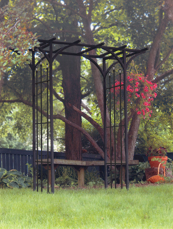 Panacea Black Steel Garden Arbor 84 In H X 76 In L X 20 In W