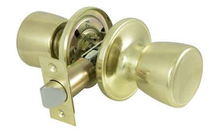 ProSource TS730V-PS Passage Knob, Metal, Polished Brass, 2-3/8 to 2-3/4 in Backset, 1-3/8 to 1-3/4 in Thick Door