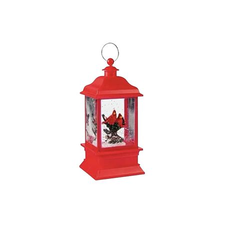Evergreen Red Cardinal Led Water Lantern With Floating Glitter 4 X 4 X 9 in.