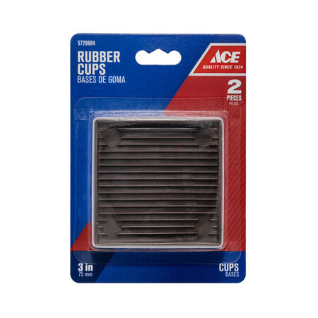 Ace Rubber Caster Cup Brown Square 3 in. W X 3 in. L 2 pk