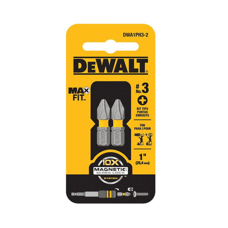 DeWalt Max Fit Phillips #3 X 1 in. L Insert Bit S2 Tool Steel 2 pc