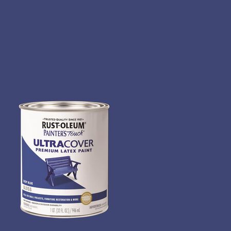 Rust-Oleum Painters Touch Gloss Deep Blue Water-Based Ultra Cover Paint Exterior and Interior 1 qt