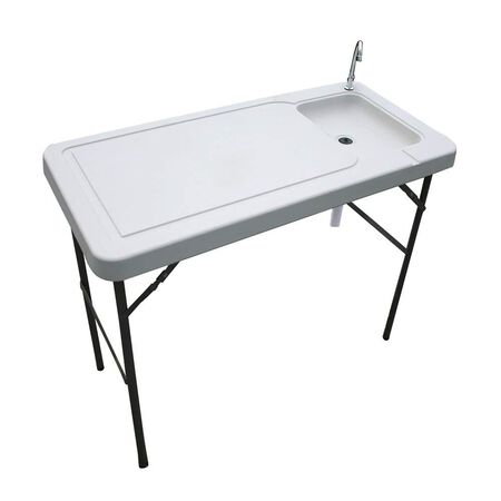 Granite White plastic folding table with sink 23" x 45"