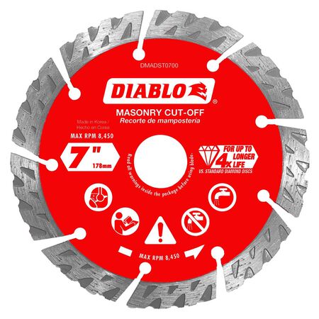 Diablo 7 in. D X 7/8 in. Diamond Segmented Turbo Masonry Cut-Off Disc