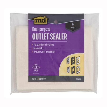 M-D White Foam Wall Plate Sealers 6 pk