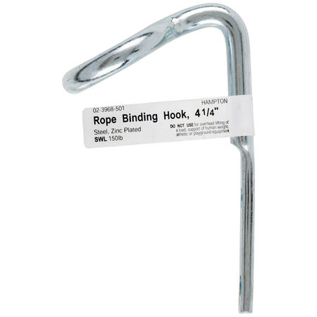 Hampton Small Zinc-Plated Silver Steel 4.125 in. L Rope Binding Hook 150 lb 1 pk