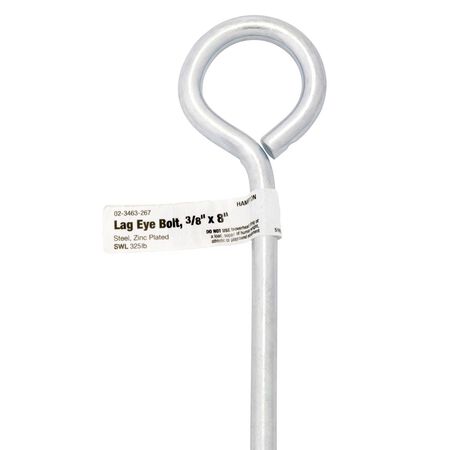 Hampton 3/8 in. X 8 in. L Zinc-Plated Steel Lag Thread Eyebolt