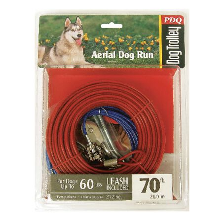 PDQ Red Tie-Out Vinyl Coated Cable Dog Tie Out Large