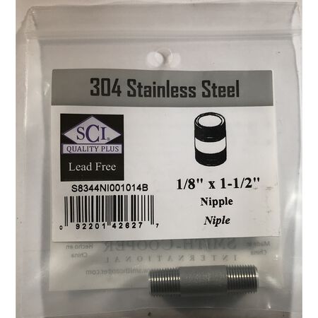 Smith-Cooper 1/8 in. MPT Stainless Steel 1-1/2 in. L Nipple