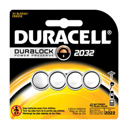 Duracell 2032 Lithium Watch/Electronic Battery 3 volts 4 pk