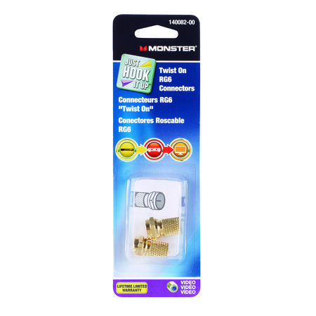 Monster Just Hook It Up Twist-On RG6 Coaxial Connector 2 pk