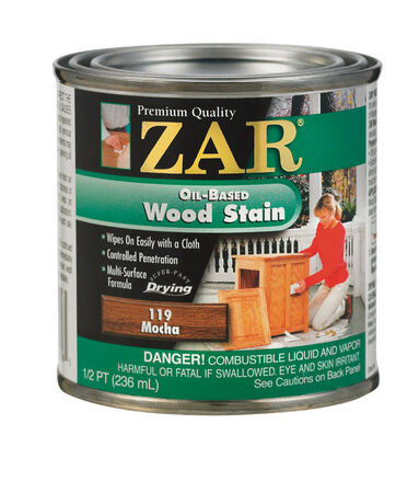 ZAR Semi-Transparent Oil-Based Wood Stain Mocha Tintable 1/2 pt.