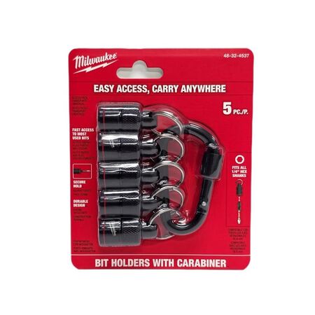 Milwaukee 48-32-4537 5PC Bit Holder w/ Carabiner Durable Magnetic Bit Storage