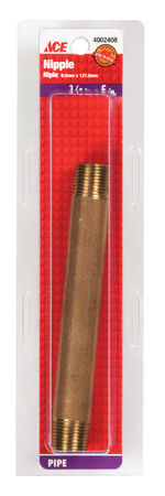 Ace 3/8 in. MPT x 3/8 in. Dia. MPT Threaded Red Brass Pipe Nipple