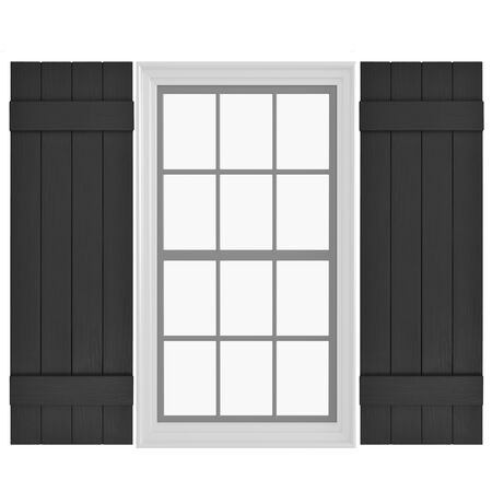 Pontiac Trail Board and Batten Shutter Vinyl Shutters 14.5 in. x 71 in. Black Cosmos/Paintable