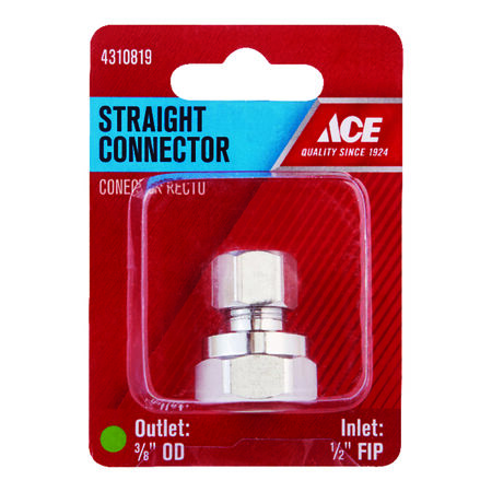 Ace 1/2 in. FPT T X 3/8 in. D Compression Brass Straight Connector