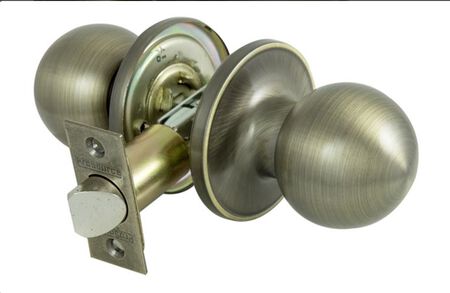 ProSource T3830V-PS Passage Knob, Metal, Antique Brass, 2-3/8 to 2-3/4 in Backset, 1-3/8 to 1-3/4 in Thick Door
