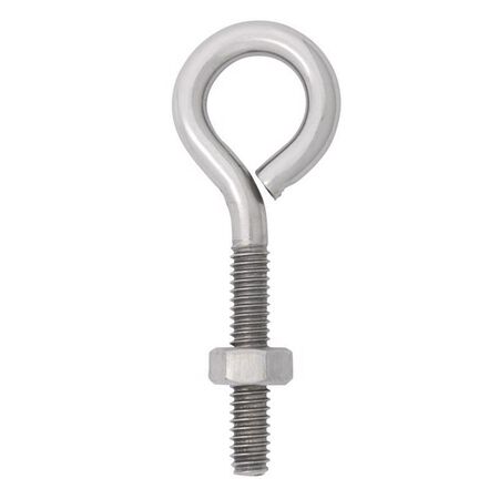 Hampton 1/4 in. X 2-5/8 in. L Stainless Stainless Steel Eyebolt Nut Included