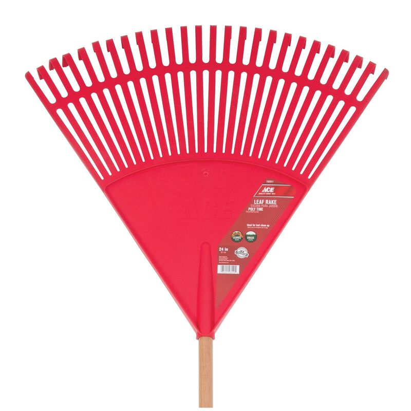 Ace 24 in. W x 48 in. L Wood Leaf Rake Stine Home + Yard The Family