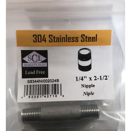 Smith-Cooper 1/4 in. MPT Stainless Steel 2-1/2 in. L Nipple