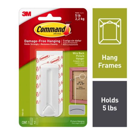 3M Command White Wire-Backed Picture Hanger 5 lb 1 pk