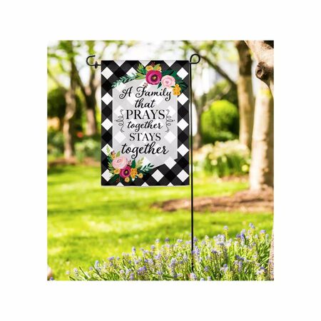 Evergreen Family That Prays Together Garden Suede Flag, 18 in. x 12.5 in.