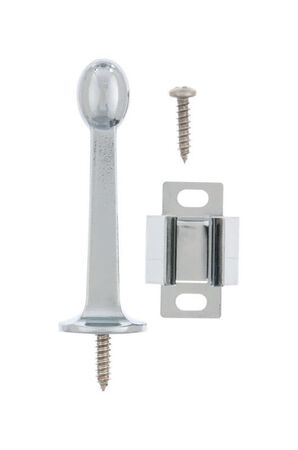 Ace 3 in. W Metal Chrome Silver Rigid Door Stop w/Holder Mounts to door and wall 5.32 in.
