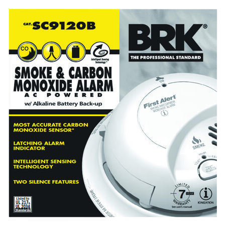 BRK Hard-Wired w/Battery Back-up Electrochemical/Ionization Smoke and Carbon Monoxide Detector