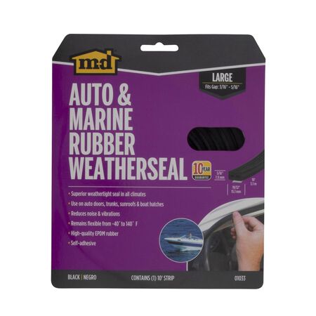 M-D Black EPDM Rubber Foam Weatherstrip For Auto and Marine 10 ft. L X 5/16 in.