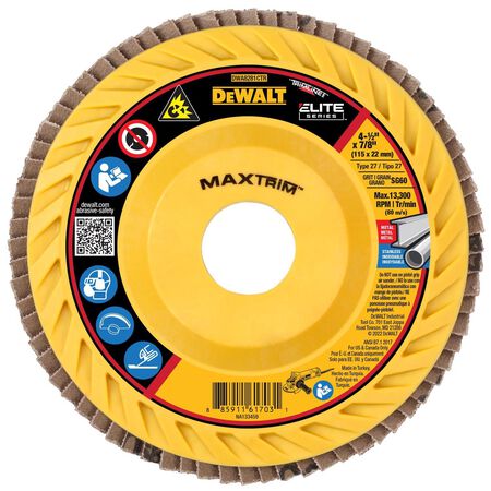 DEWALT MaxTrim 4-1/2 in. D X 7/8 in. Ceramic Trim Flap Disc 60 Grit 1 pc