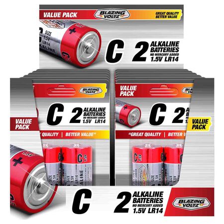 Blazing Voltz C Alkaline Batteries 2 pk Carded
