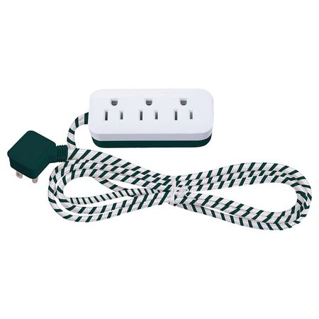 Globe-Electric 8 ft. L 3 outlets Power Strip Green/White