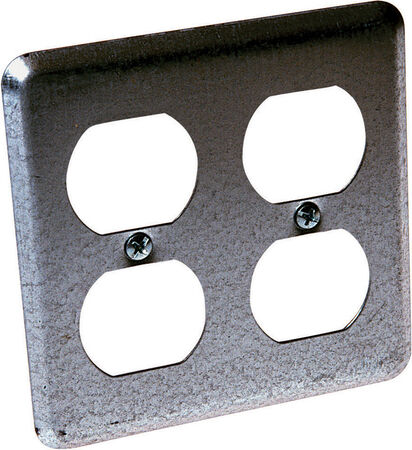 Raco Square Steel 2 gang Box Cover For 2 Duplex Receptacles