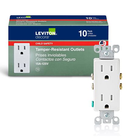 Leviton Decora 15 amps 125 V Duplex White Outlet 5-15R 10 pk