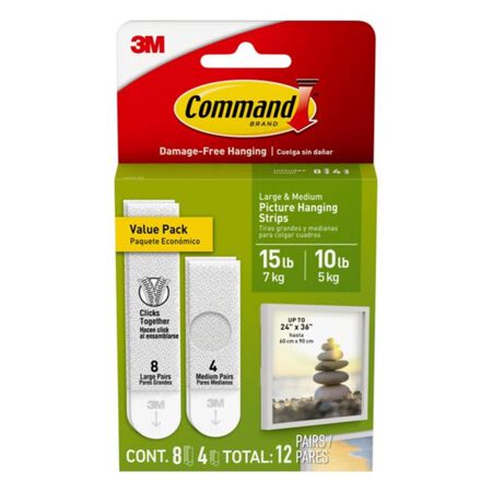3M Command White Picture Hanging Strips 16 lb 8 pk