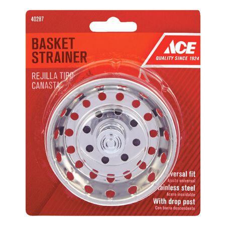 Ace 3-1/2 in. D Chrome Silver Stainless Steel Replacement Strainer Basket