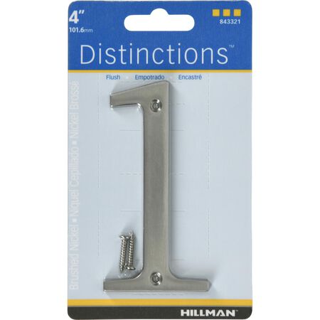 HILLMAN Distinctions 4 in. Silver Zinc Die-Cast Screw-On Number 1 1 pc