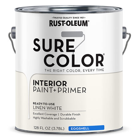 Rust-Oleum Sure Color Eggshell Linen White Water-Based Paint + Primer Interior 1 gal