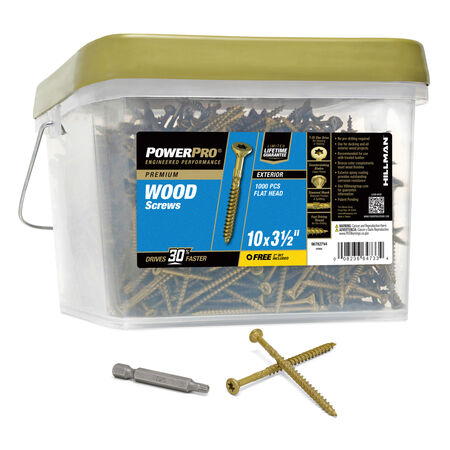 Power Pro Premium Exterior Wood Screws (#10 x 3-1/2 in.) - 1000 pc