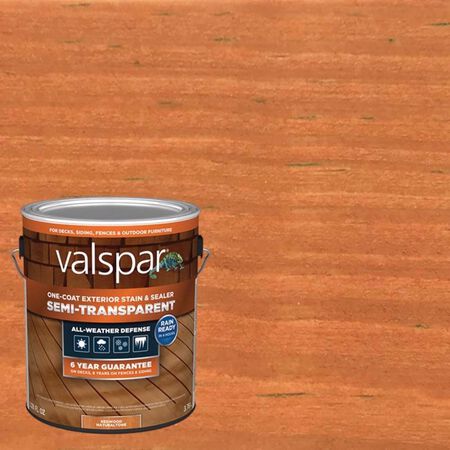 Valspar One-Coat Semi-Transparent Redwood Naturaltone Stain and Sealer 1 Gallon