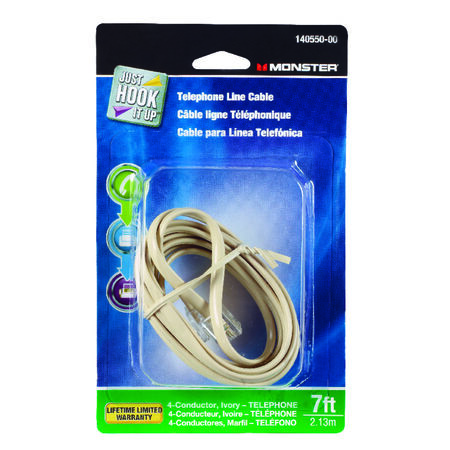 Monster Cable 7 ft. L Ivory Modular Telephone Line Cable