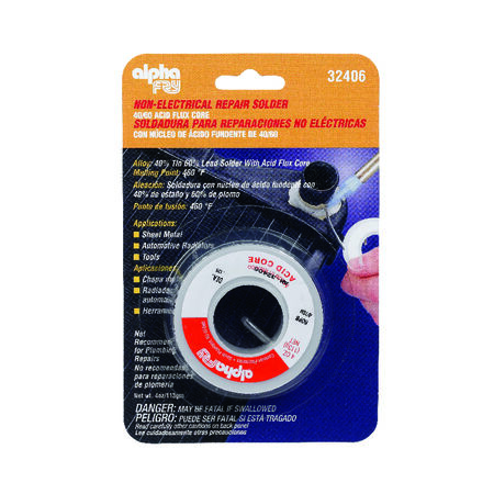 Alpha Fry 4 oz Acid Core Wire Solder 0.125 in. D Tin/Lead 40/60 1 pc