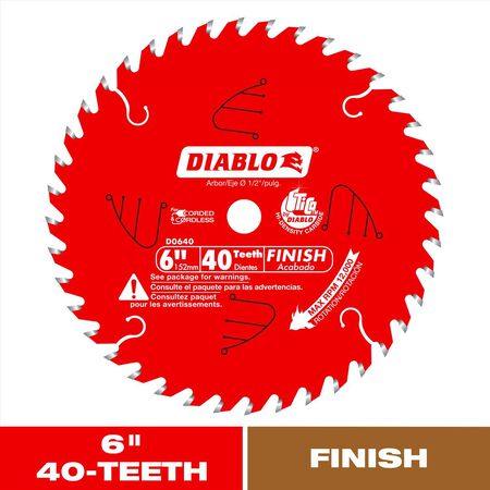 Diablo 6 in. D X 1/2 in. TiCo Hi-Density Carbide Finish Saw Blade 40 teeth 1 pk