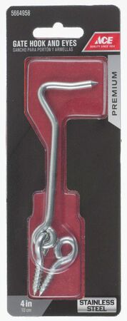 Ace 4 In. L Stainless Steel Gate Hook And Eye 1 Pack